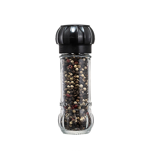 Glass bottle salt mill & pepper grinder with plastic lid