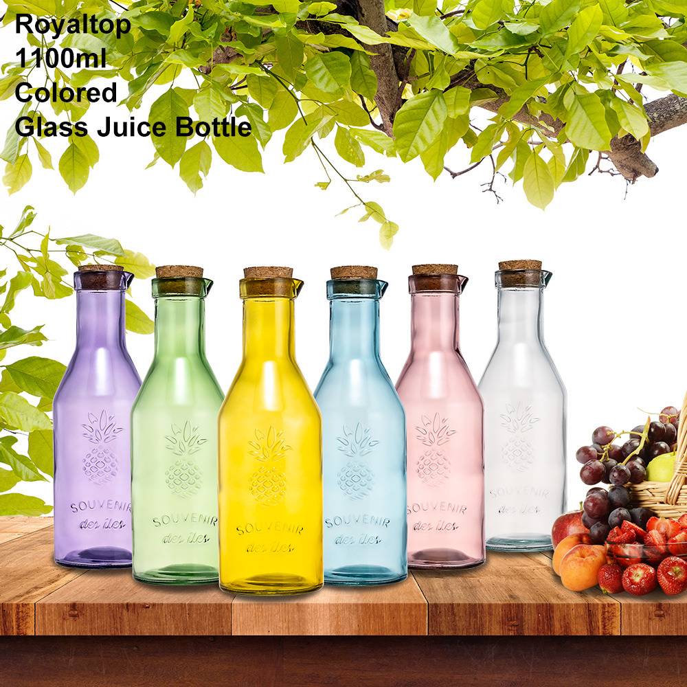 Royaltop New 1100ml Colorful glass Bottle for juice beer drinks