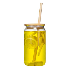 Glass tumbler with straw