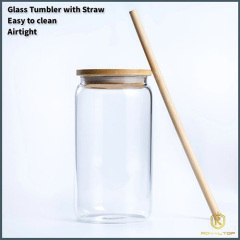 Glass tumbler with straw