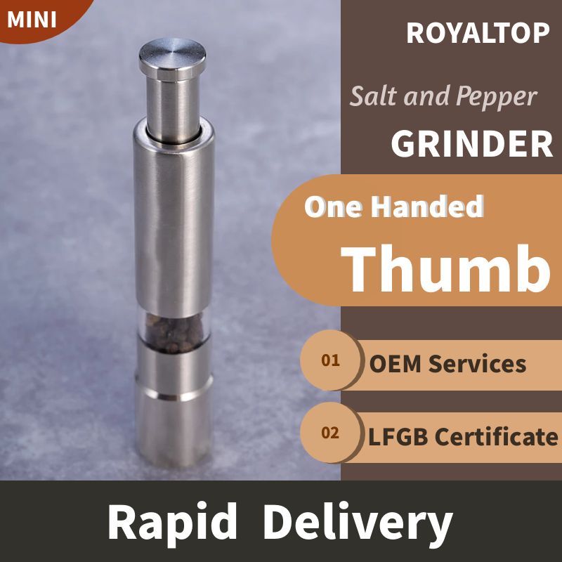 New mini stainless steel thumb pump pressed pepper mill