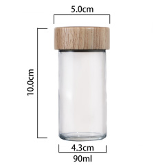 Glass Spice Bottle & Jar with Wooden Lid