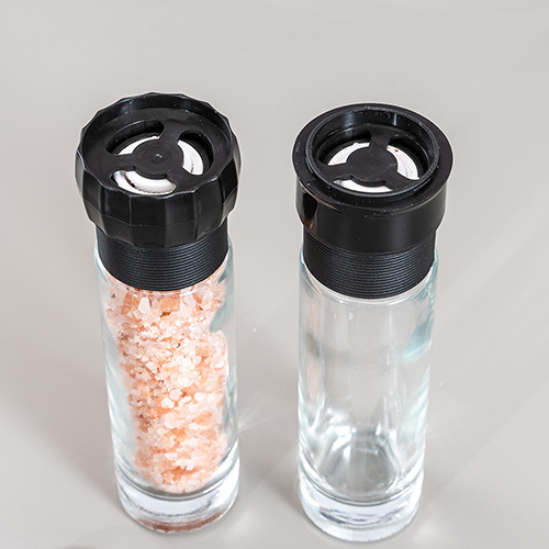 salt mill & pepper grinder with glass bottle
