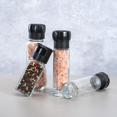 salt mill & pepper grinder with glass bottle
