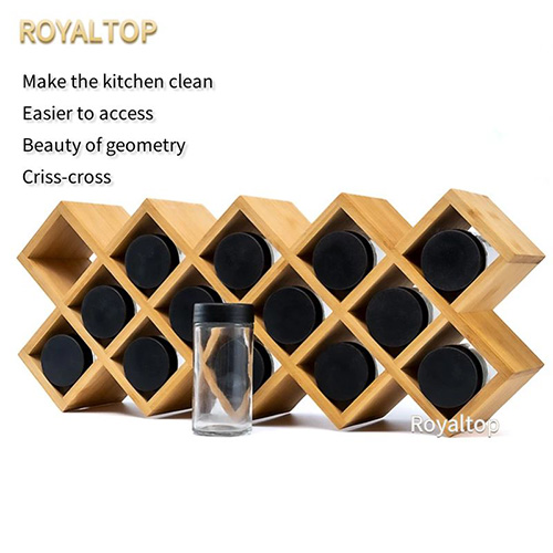 Bamboo Rack Organizer With Glass Spice Shaker