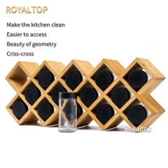 Bamboo Rack Organizer With Glass Spice Shaker