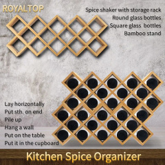 Bamboo Rack Organizer With Glass Spice Shaker