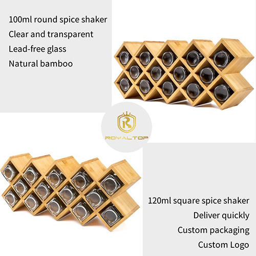 Bamboo Rack Organizer With Glass Spice Shaker