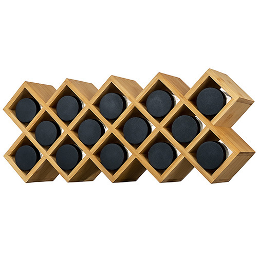 Bamboo Rack Organizer With Glass Spice Shaker