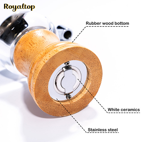 Wooden salt and pepper grinder with handle