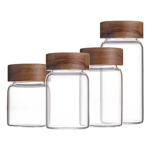 Glass Storage Jar with Acacia Lid