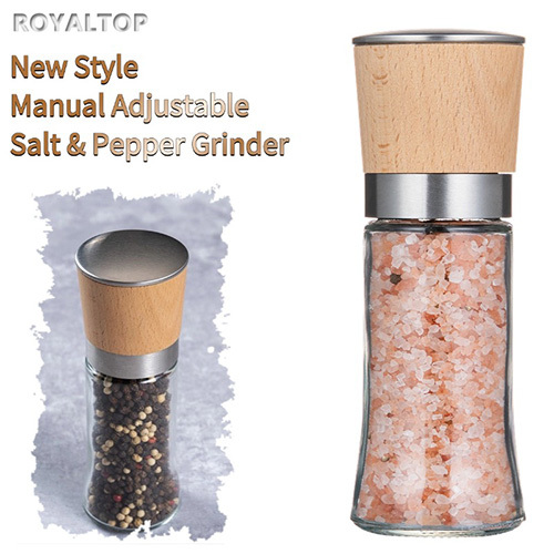 Salt and Pepper Grinder with Wooden Cap
