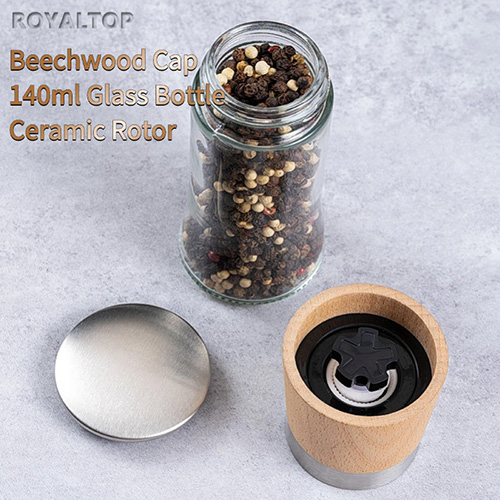 Salt and Pepper Grinder with Wooden Cap
