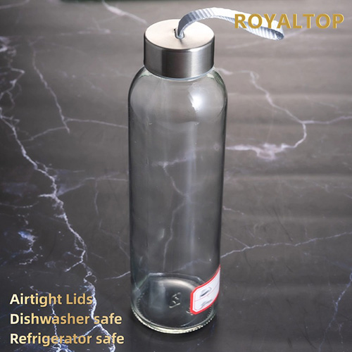 Glass Water Bottle with Stainless Steel Lid