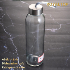 Glass Water Bottle with Stainless Steel Lid