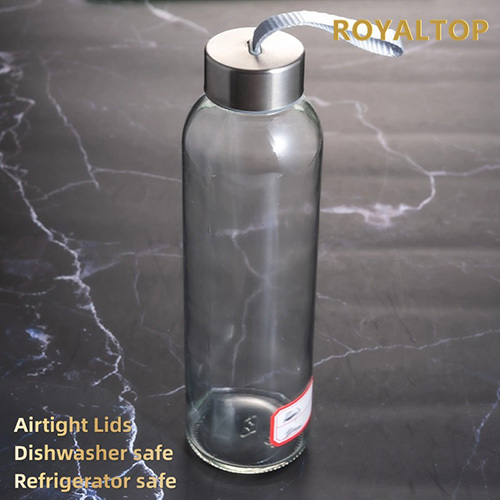 Glass Water Bottle with Stainless Steel Lid