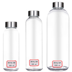 Glass Water Bottle with Stainless Steel Lid