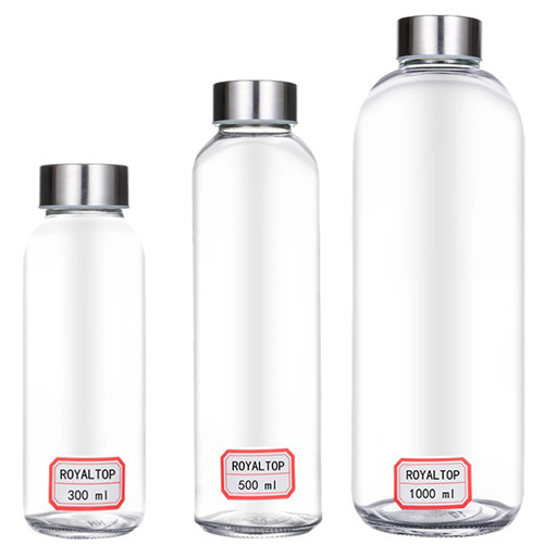 Glass Water Bottle with Stainless Steel Lid