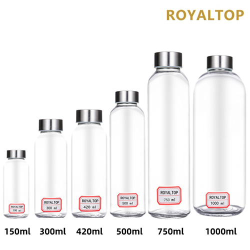 Glass Water Bottle with Stainless Steel Lid