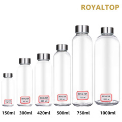 Glass Water Bottle with Stainless Steel Lid