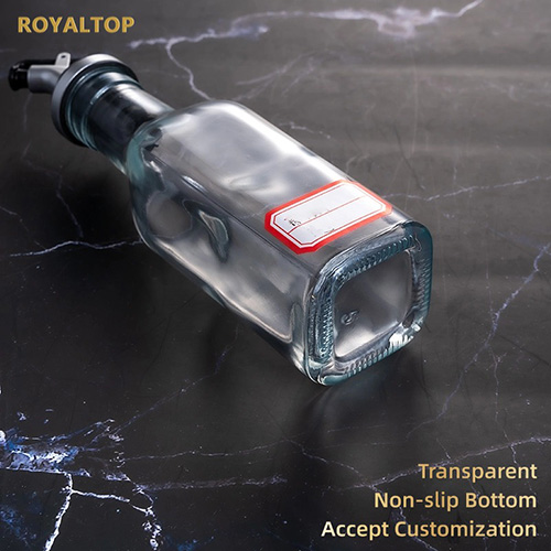 Square Glass Olive Oil Dispenser Bottle