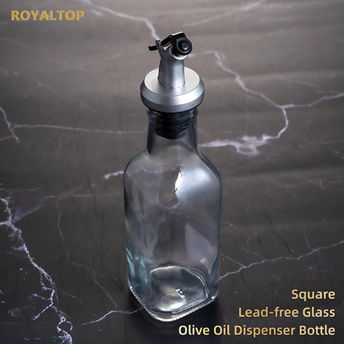 Square Glass Olive Oil Dispenser Bottle
