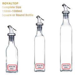 Square Glass Olive Oil Dispenser Bottle