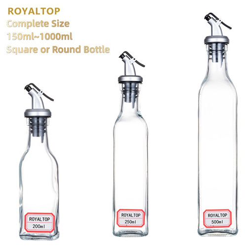 Square Glass Olive Oil Dispenser Bottle