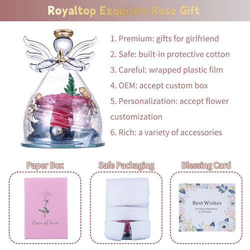 Eternal Rose in Glass Angel Figurine