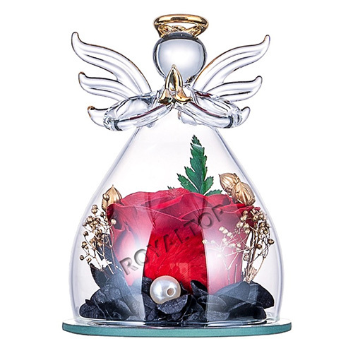 Eternal Rose in Glass Angel Figurine