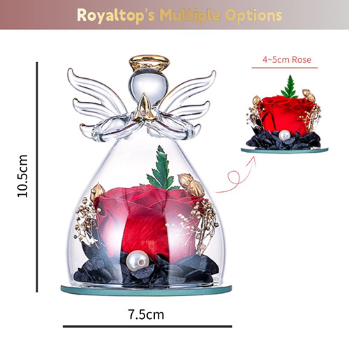 Eternal Rose in Glass Angel Figurine