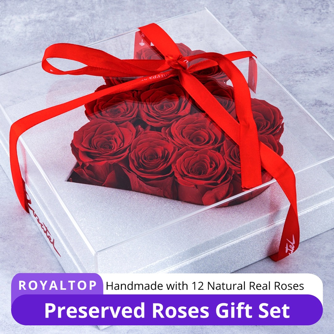 Never Fading Love--Royaltop Forever Rose Heart Gift Set