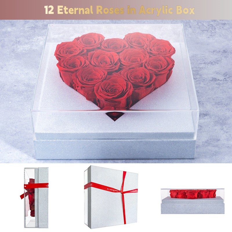 Heart Shaped Forever Rose in Acrylic Box