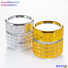 Golden & Silver Glass Saffron Jar