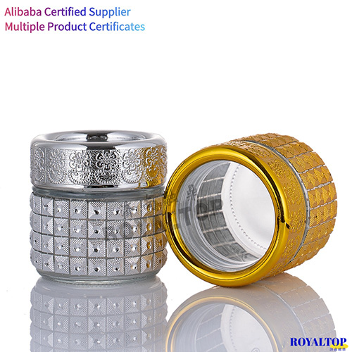 Golden & Silver Glass Saffron Jar