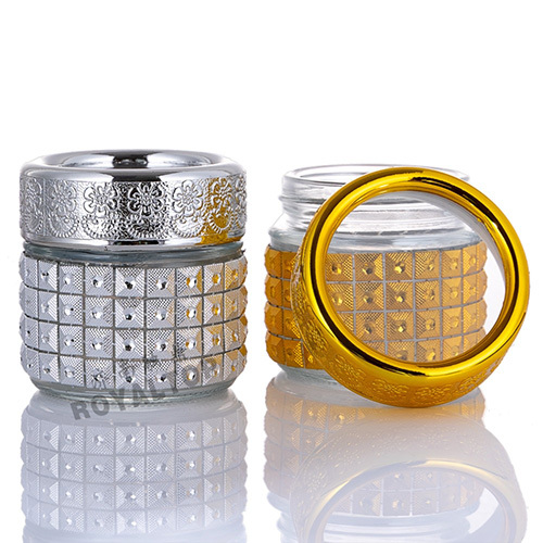 Golden &amp; Silver Glass Saffron Jar