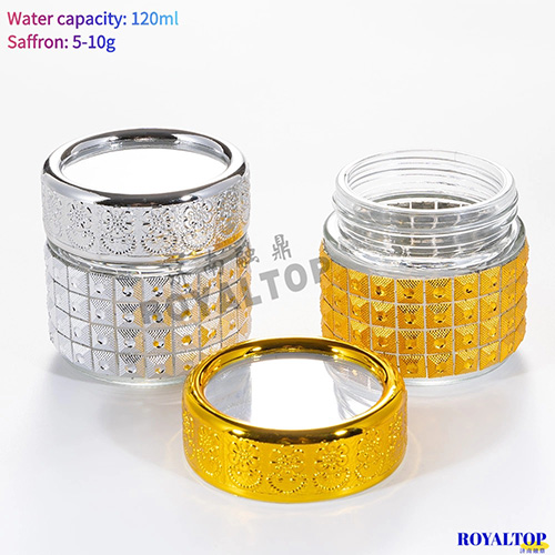 Golden & Silver Glass Saffron Jar