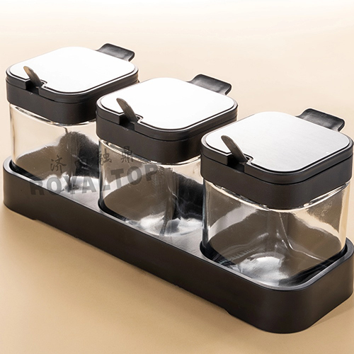Square Spice Jar with Spoon &amp; Rack