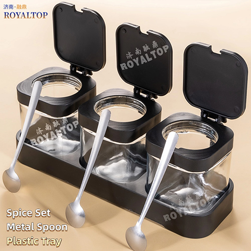 Square Spice Jar with Spoon & Rack