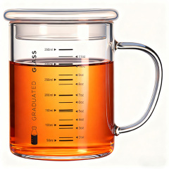 350ml Glass Measuring Cup with Lid & Handle