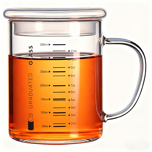 350ml Glass Measuring Cup with Lid & Handle