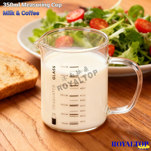 350ml Glass Measuring Cup with Lid & Handle