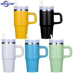 Insulated Coffee Tumbler with Handle & Straw