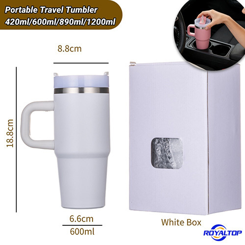 Insulated Coffee Tumbler with Handle & Straw