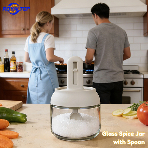 Glass Spice Jar with Retractable Spoon