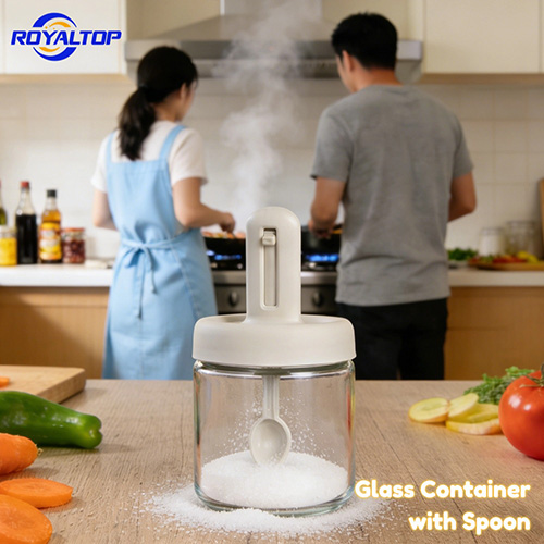 Glass Salt Shaker with Retractable Spoon