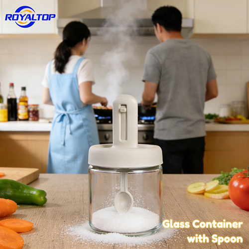 Glass Salt Shaker with Retractable Spoon