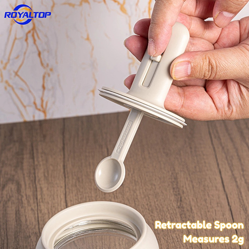 Glass Spice Jar with Retractable Spoon