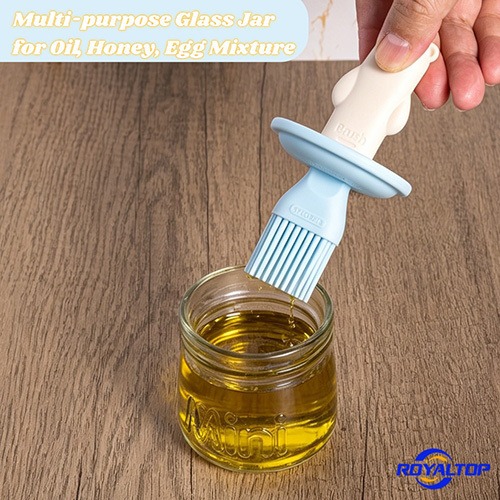 Mini Kitchen Glass Jar with Silicone Brush