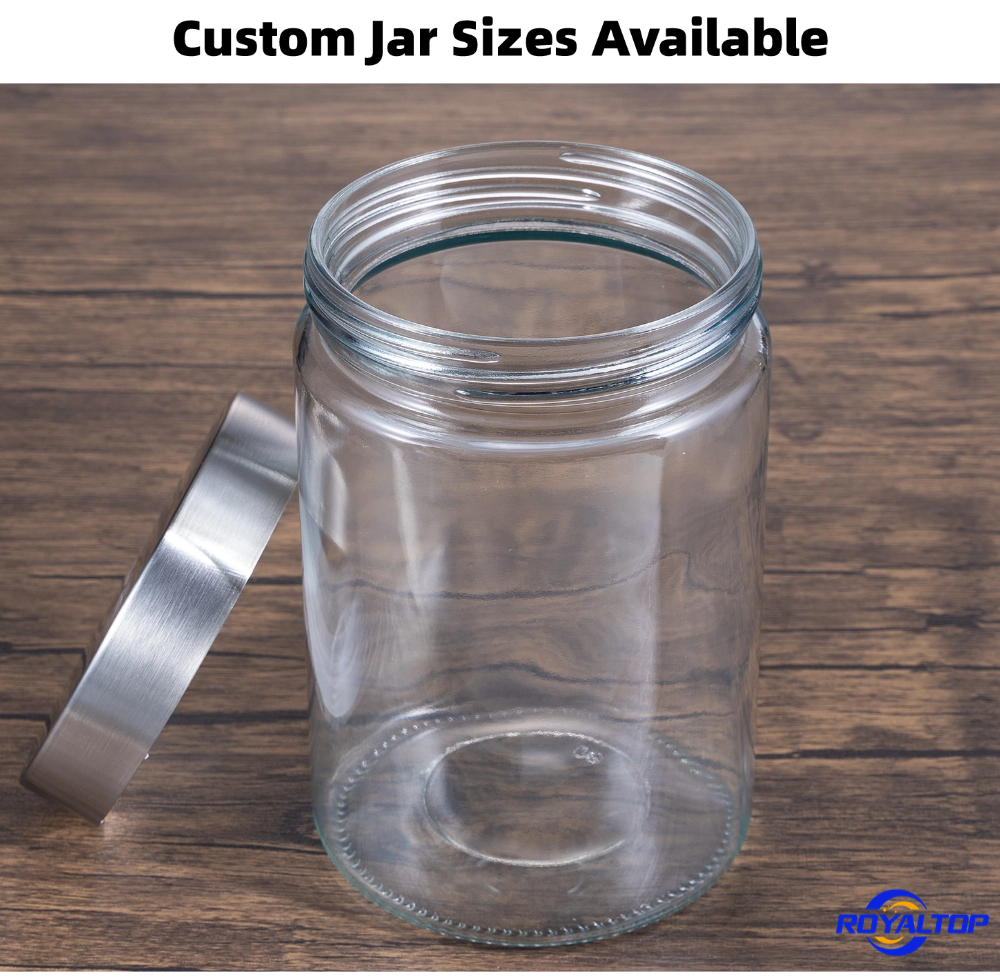 Supplier of custom-sized and logo-equipped glass storage jar